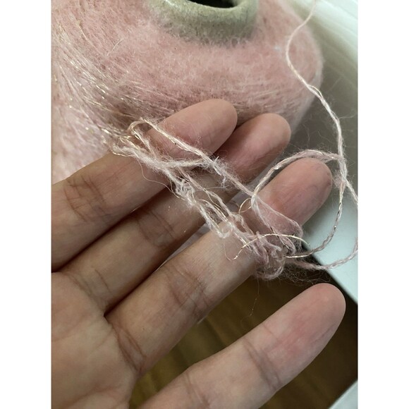 Fancy Soft Cone Yarn Pink Mohair Gold Sequin Glitter 430g #392 - Picture 4 of 5